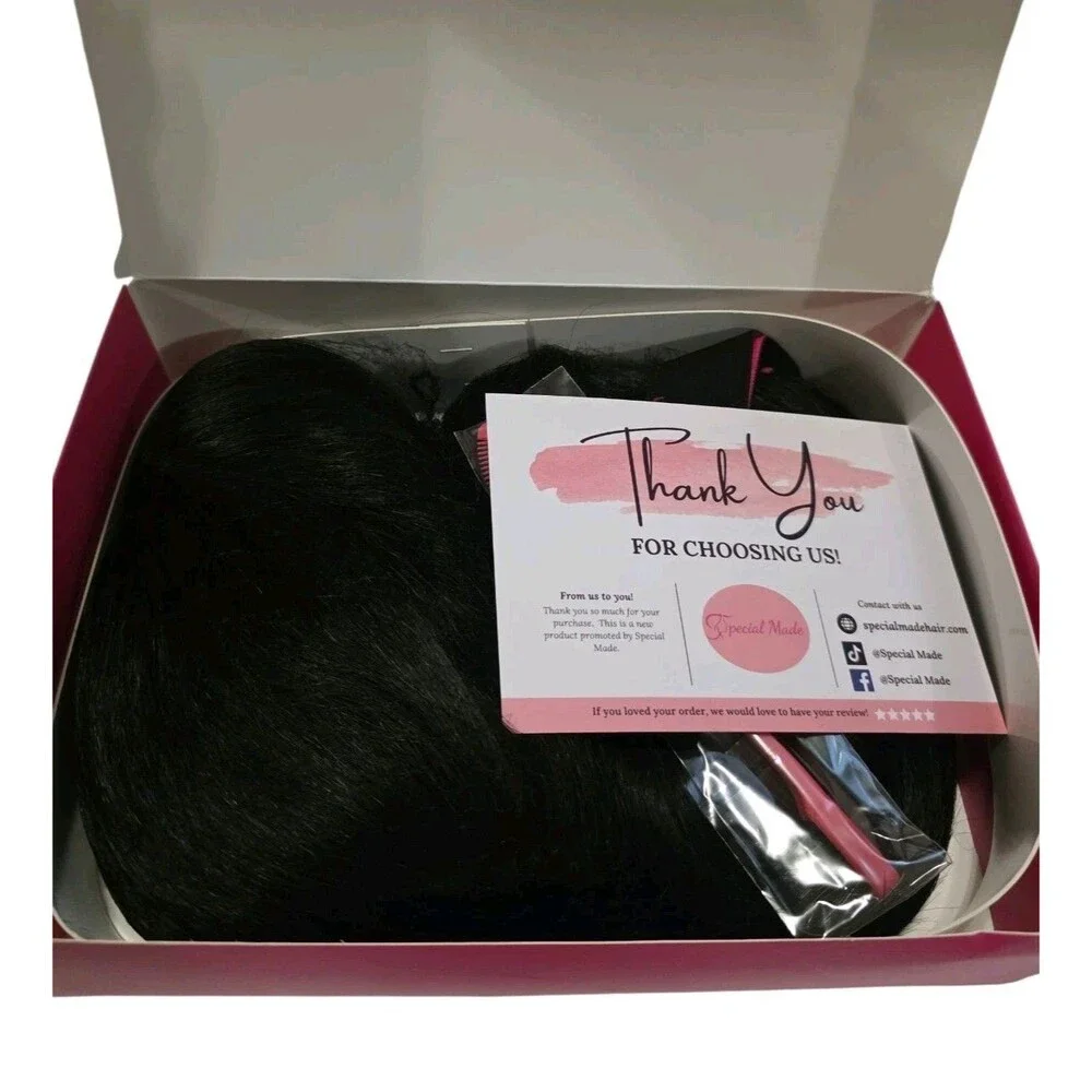 Special Made Black Wig Natural Fibers 25 Inch NIB